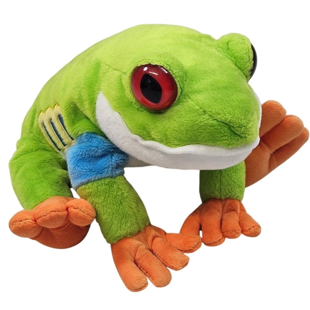 Wild Republic Red Eyed Tree Frog Cuddlekins Plush Stuffed Animal Vibrant Green